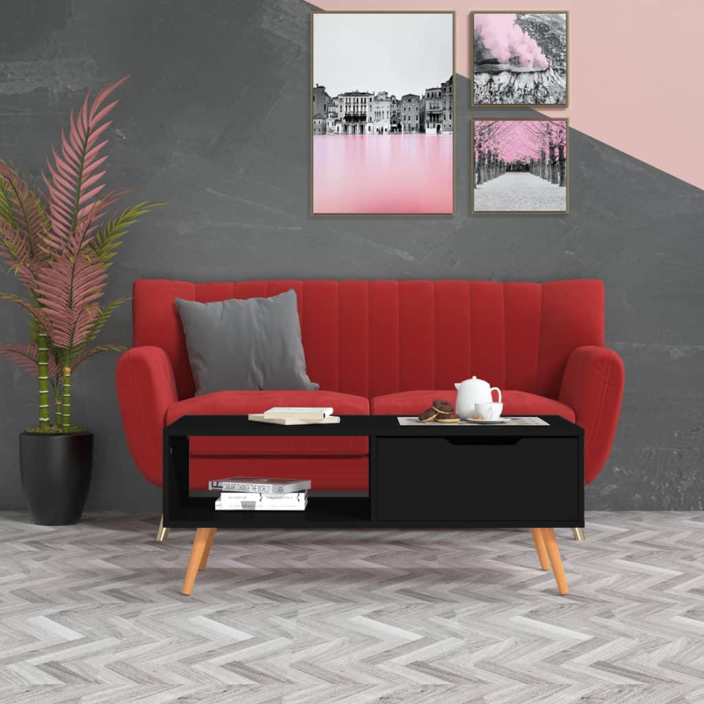 Kelvino - Soffbord svart 100x49,5x43 cm konstruerat trä