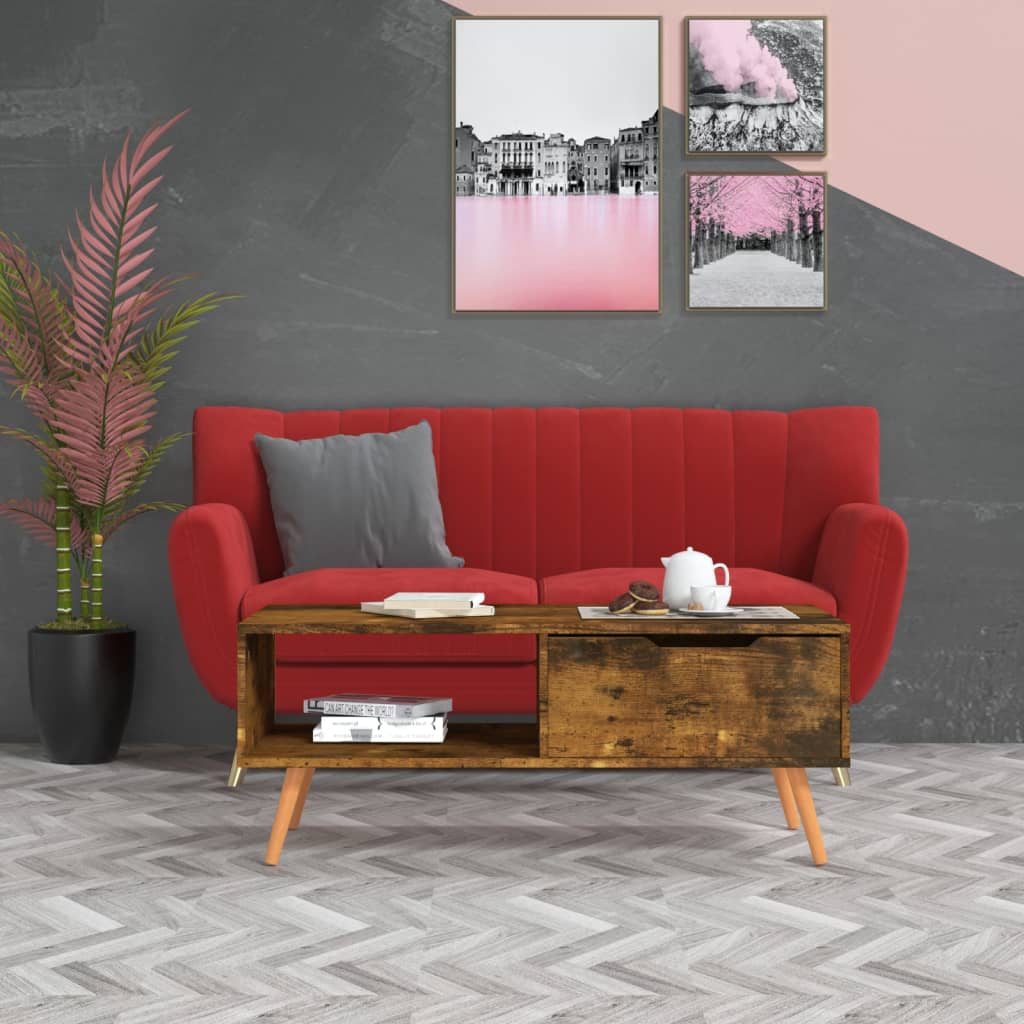 Arvello - Soffbord rökt ek 100x49,5x43 cm konstruerat trä