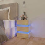 Travino - Sängskåp LED vit och sonoma-ek 45x35x67 cm konstruerat trä