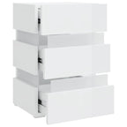 Jonviro - Sängskåp LED vit högglans 45x35x67 cm konstruerat trä