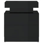 Belvano - Sängbord svart högglans 45x35x52 cm konstruerat trä