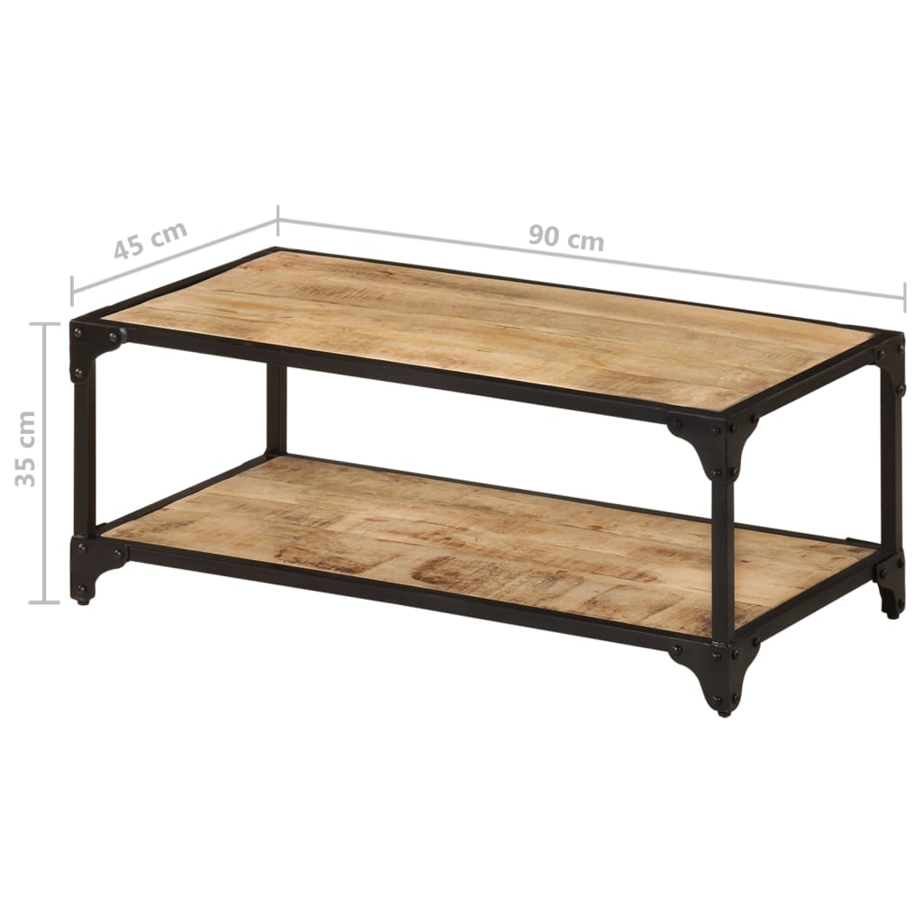 Solvero - Soffbord 90x45x35 cm massivt grovt mangoträ