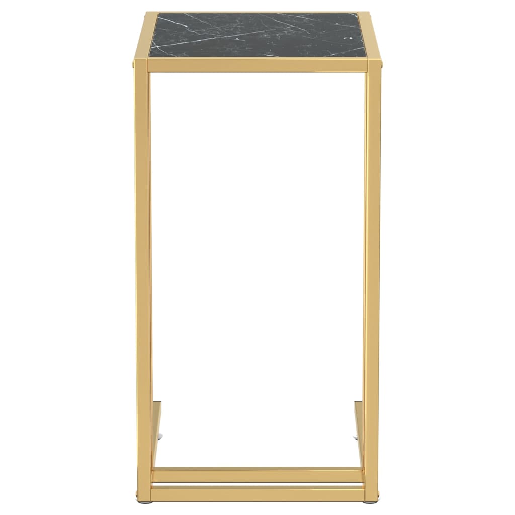 Nerlivo - Sidobord till datorbord svart marmor 50x35x65 cm härdat glas