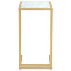 Celmoro - Sidobord till datorbord vit marmor 50x35x65 cm härdat glas