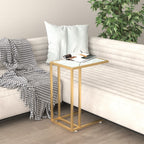 Celmoro - Sidobord till datorbord vit marmor 50x35x65 cm härdat glas