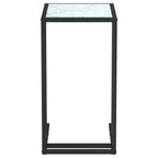 Molestro - Sidobord till datorbord vit marmor 50x35x65 cm härdat glas