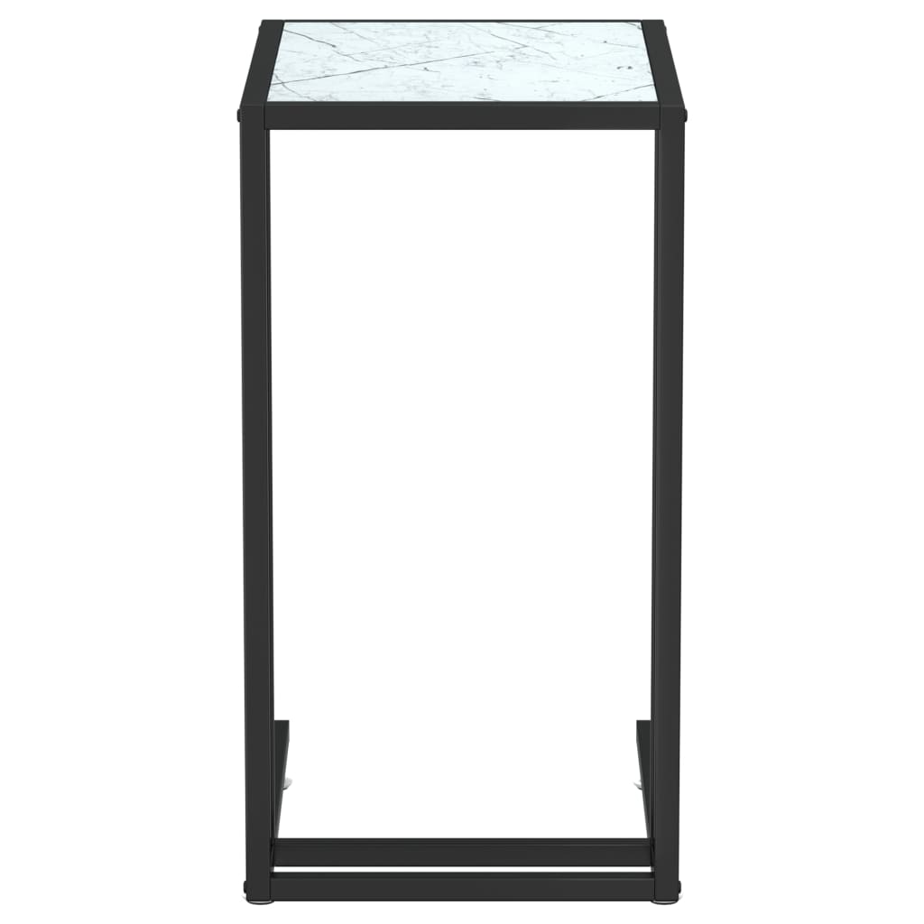 Molestro - Sidobord till datorbord vit marmor 50x35x65 cm härdat glas