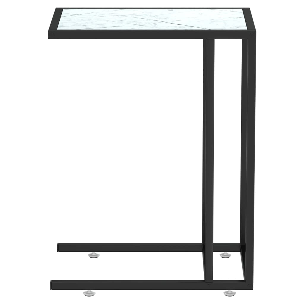 Molestro - Sidobord till datorbord vit marmor 50x35x65 cm härdat glas