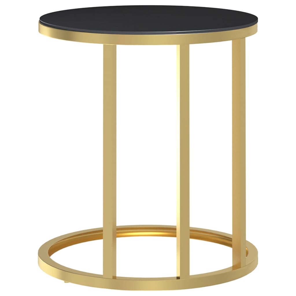Zavlix - Sidobord guld och svart 45 cm härdat glas