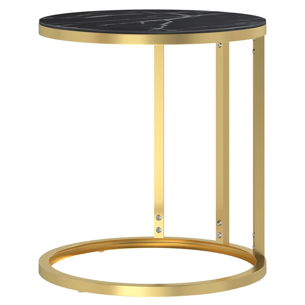 Pavlano - Sidobord guld och svart marmor 45 cm härdat glas