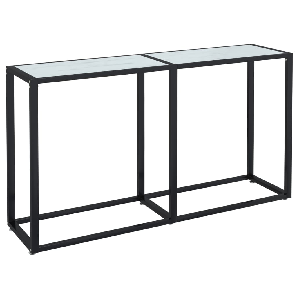 Elvero - Konsolbord vit marmor 140x35x75,5 cm härdat glas