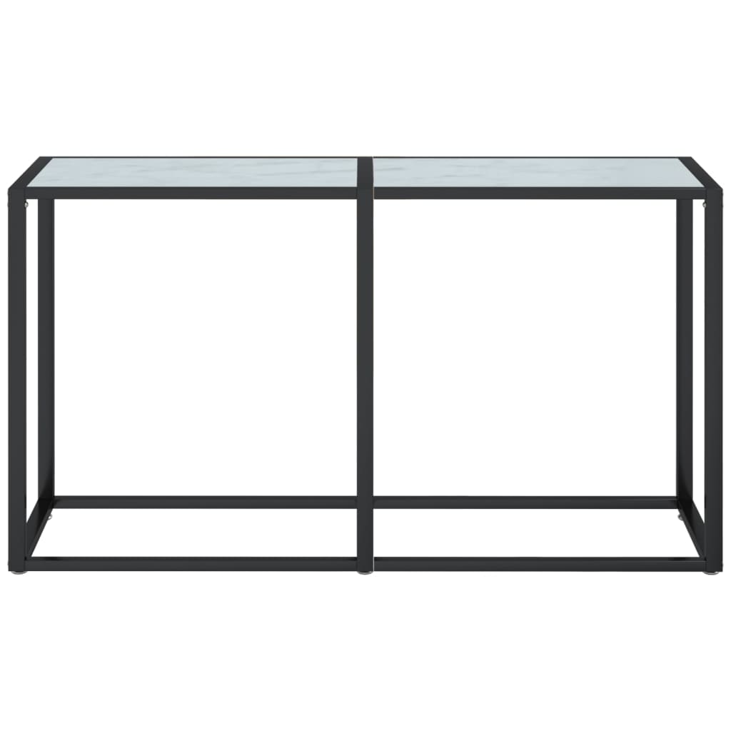 Elvero - Konsolbord vit marmor 140x35x75,5 cm härdat glas