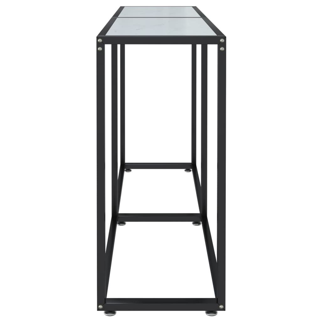 Elvero - Konsolbord vit marmor 140x35x75,5 cm härdat glas