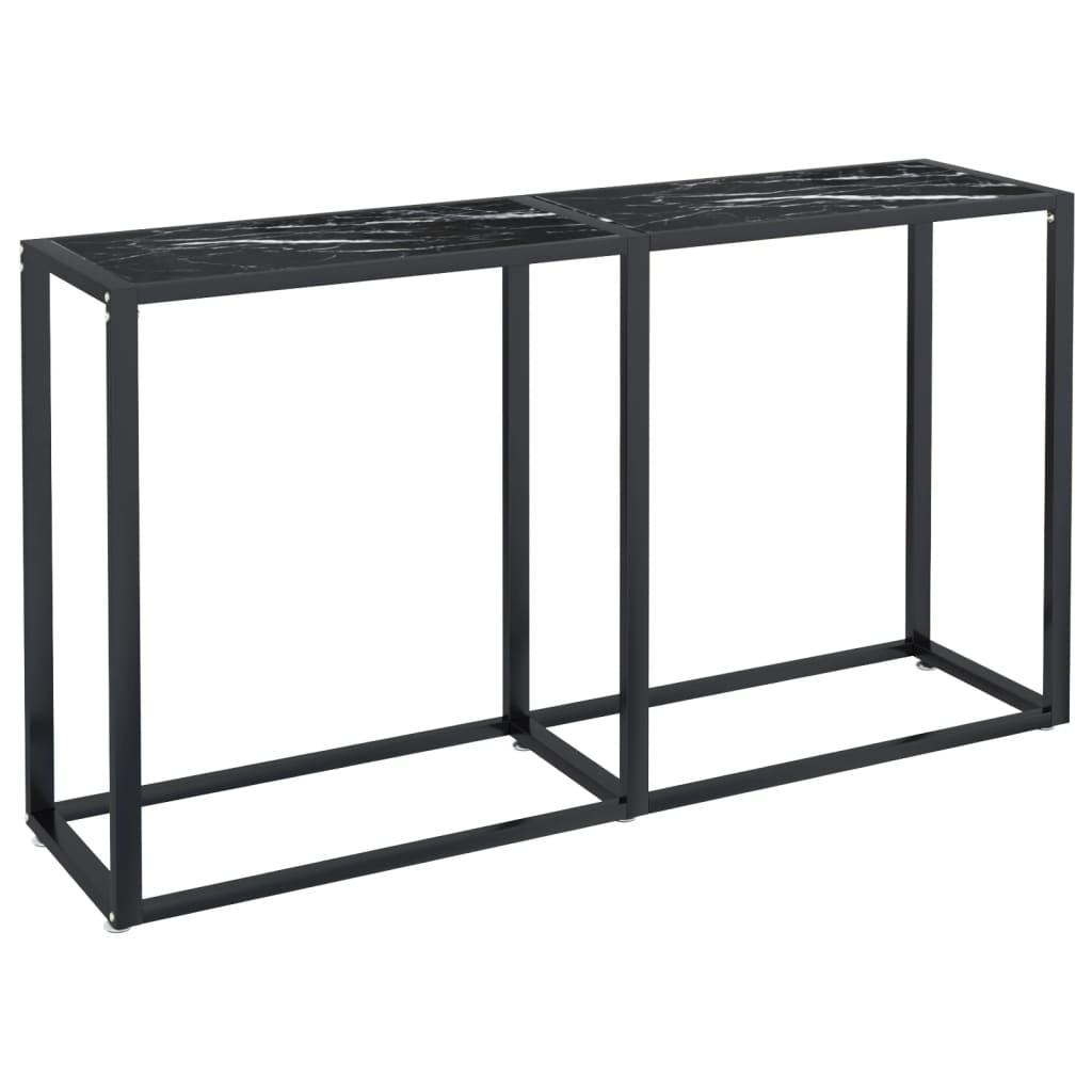 Dalvoro - Konsolbord svart marmor 140x35x75,5 cm härdat glas