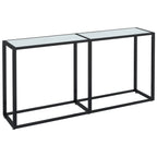 Sarlior - Konsolbord vit marmor 160x35x75,5 cm härdat glas