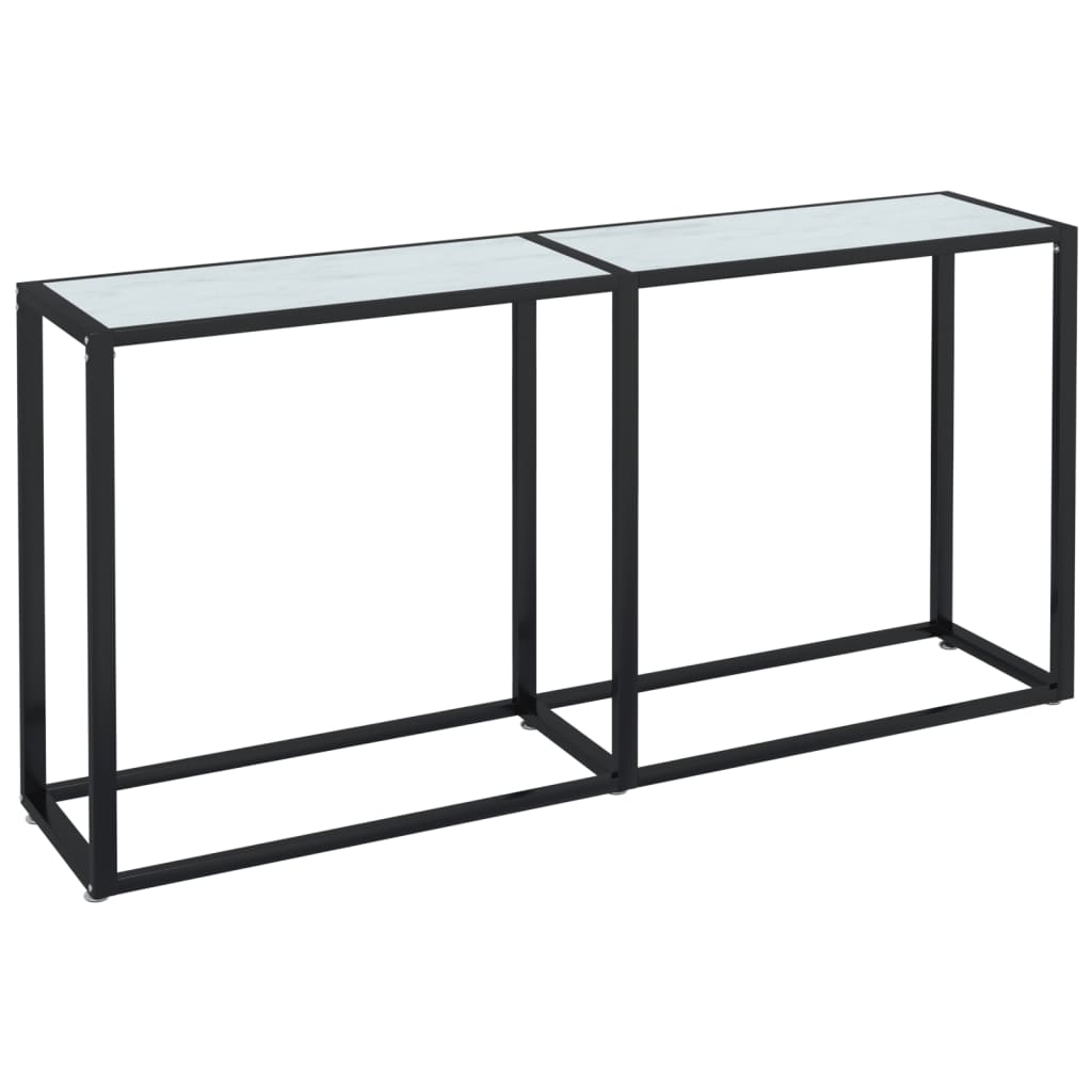Sarlior - Konsolbord vit marmor 160x35x75,5 cm härdat glas