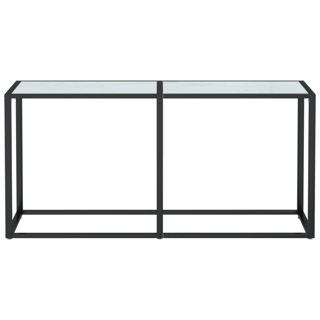 Sarlior - Konsolbord vit marmor 160x35x75,5 cm härdat glas