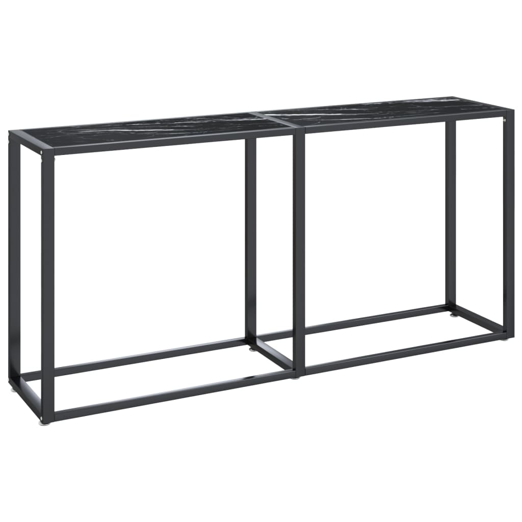 Tolviro - Konsolbord svart marmor 160x35x75,5 cm härdat glas