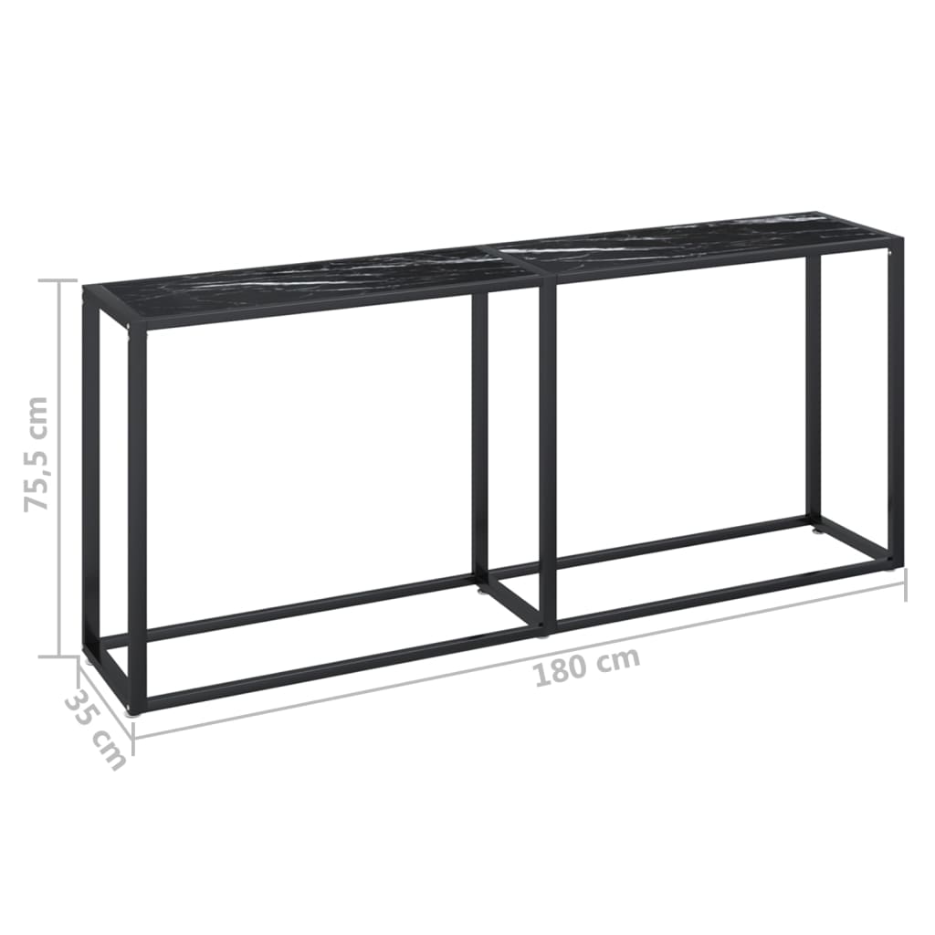 Valrex - Konsolbord svart marmor 180x35x75,5 cm härdat glas