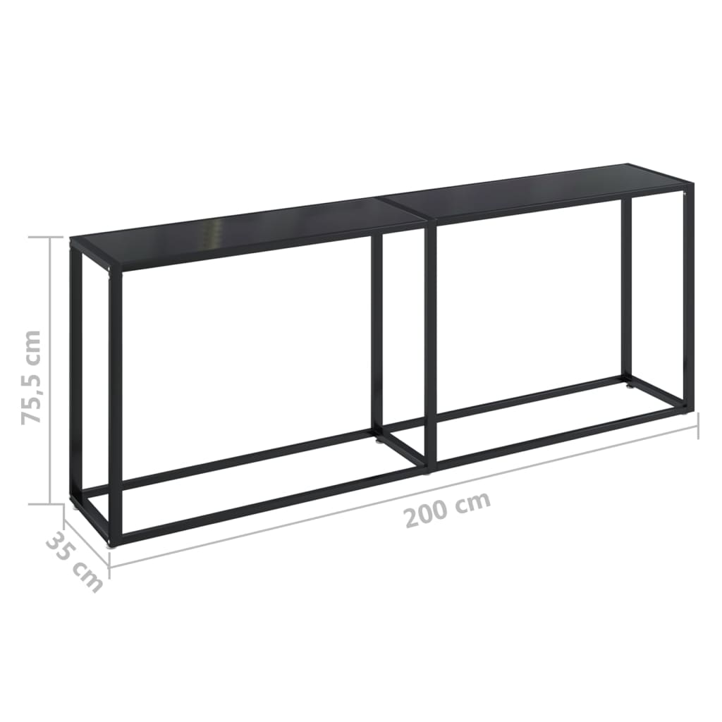Lorencio - Konsolbord svart 200x35x75,5 cm härdat glas