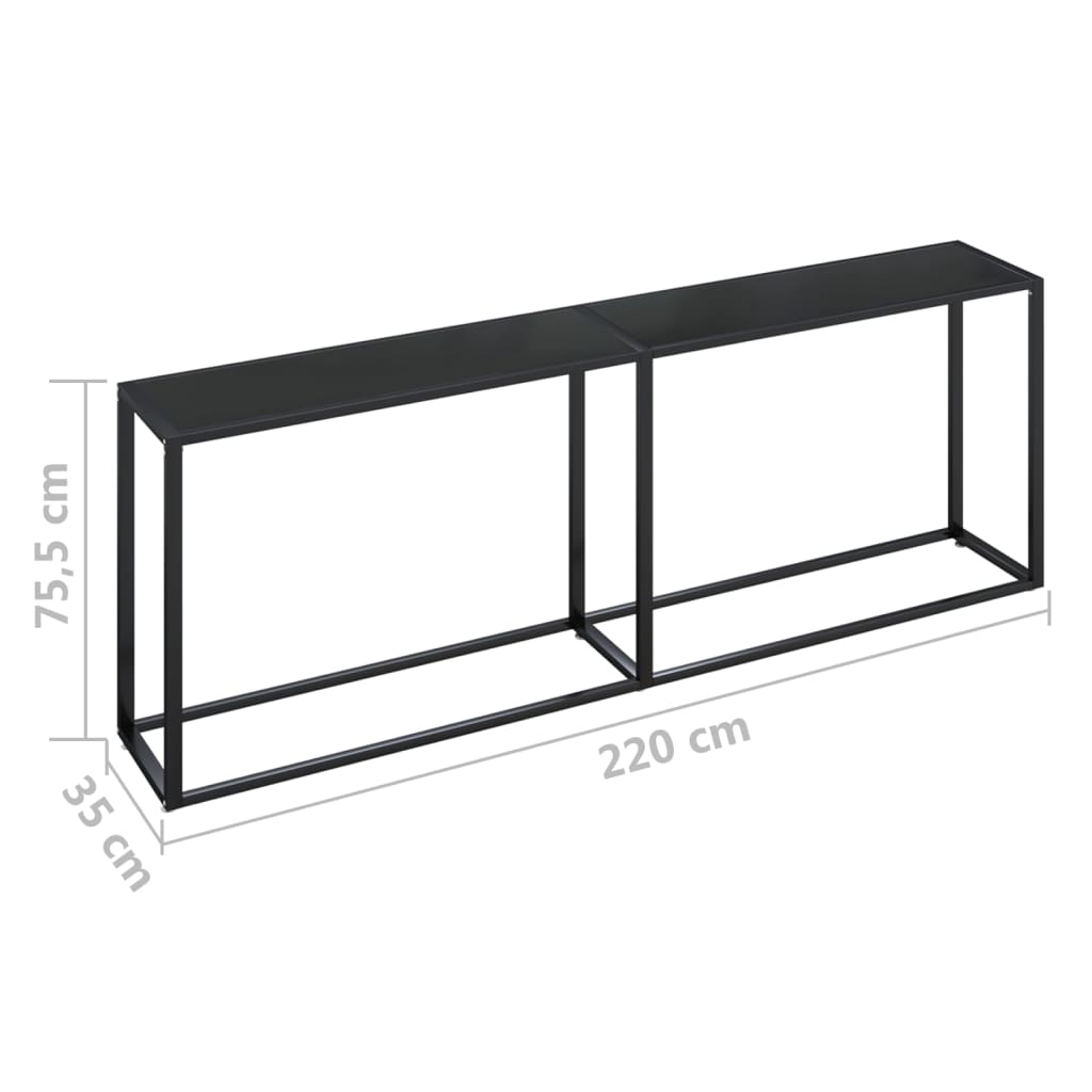 Sorvento - Konsolbord svart 220x35x75,5 cm härdat glas