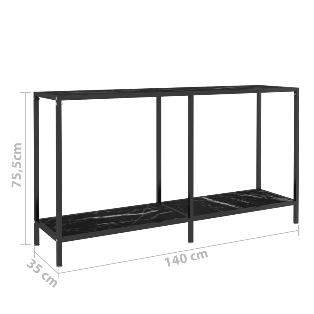 Havlino - Konsolbord svart 140x35x75,5 cm härdat glas