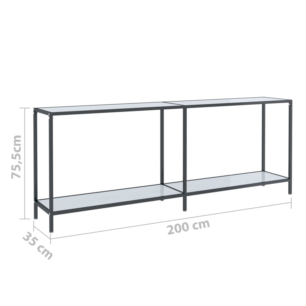 Nalvero - Konsolbord vit 200x35x75,5 cm härdat glas