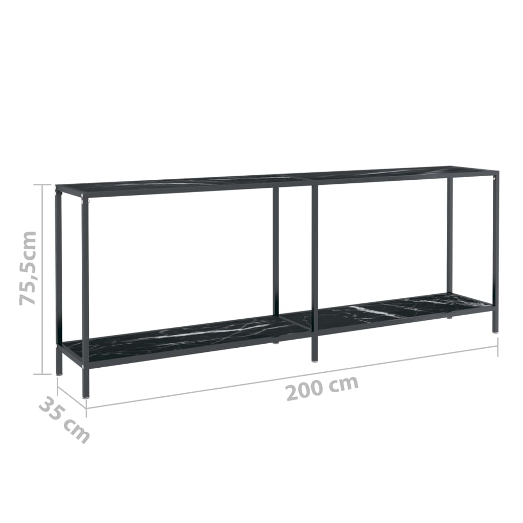 Melrion - Konsolbord svart 200x35x75,5 cm härdat glas