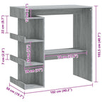 Barbord med hyllor grå sonoma 100x50x101,5 cm