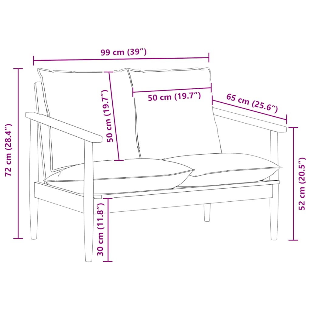 2-sitssoffa äkta läder och massivt akaciaträ svart