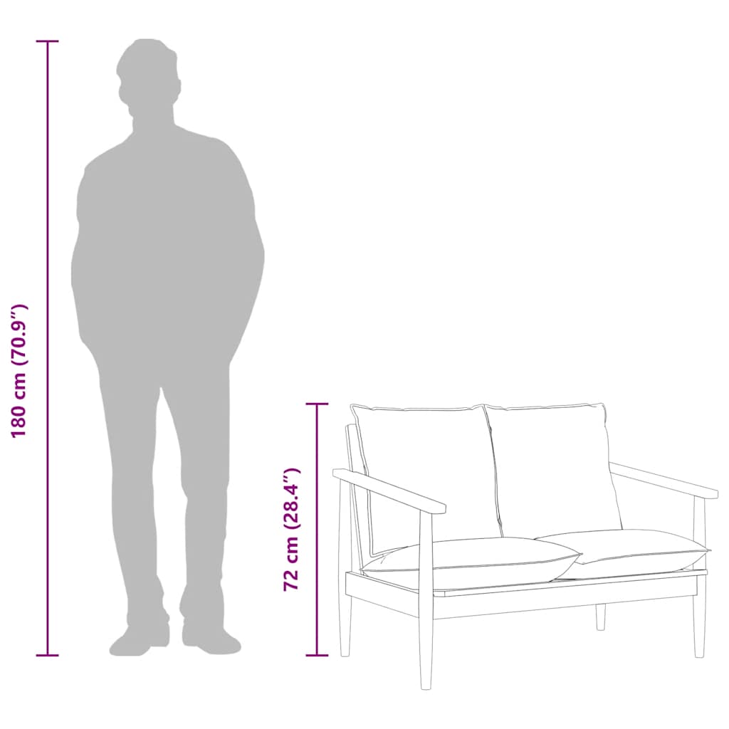 2-sitssoffa äkta läder och massivt akaciaträ svart