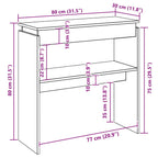 Avlastningsbord rökfärgad ek 80x30x80 cm konstruerat trä