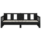 Bäddsoffa svart massiv furu 2x(90x200) cm