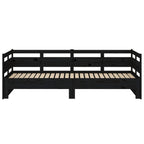 Bäddsoffa svart massiv furu 2x(80x200) cm