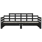 Bäddsoffa svart massiv furu 2x(90x200) cm