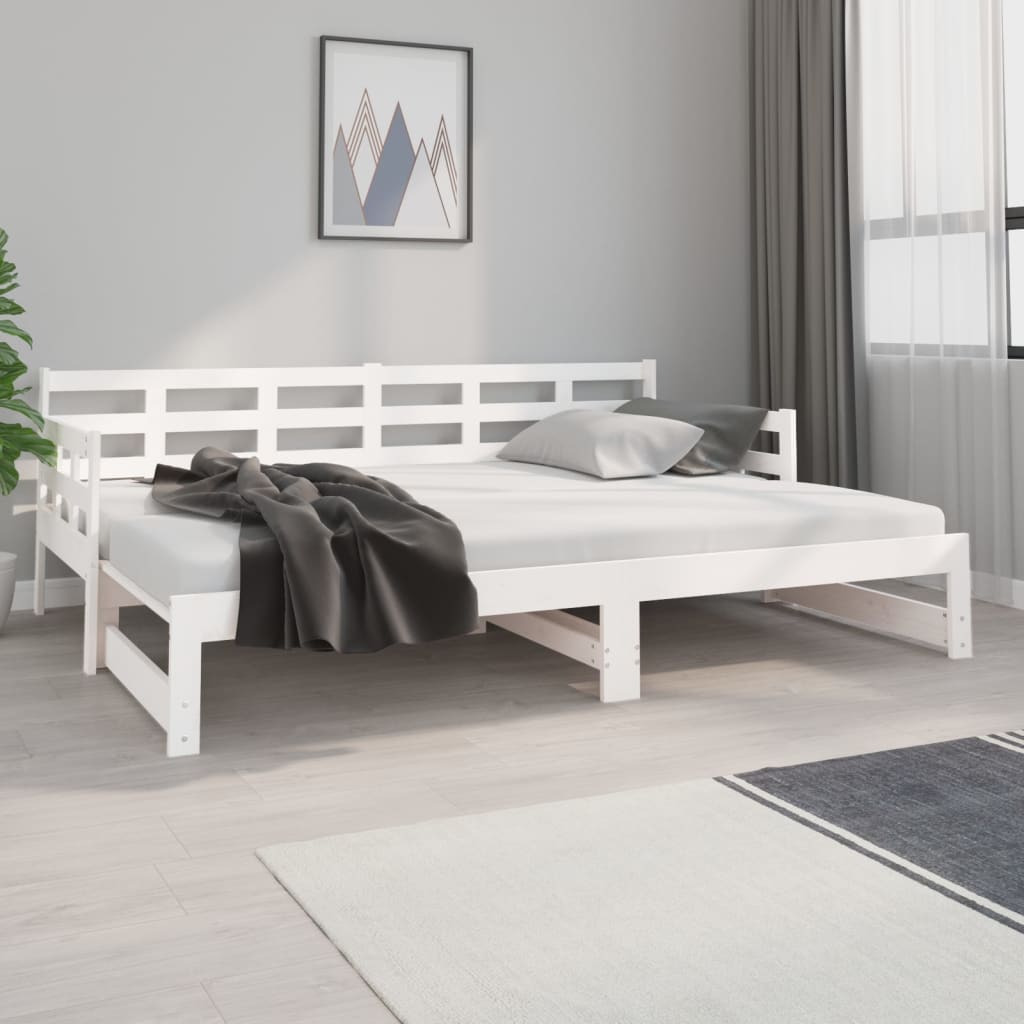 Bäddsoffa vit massiv furu 2x(80x200) cm