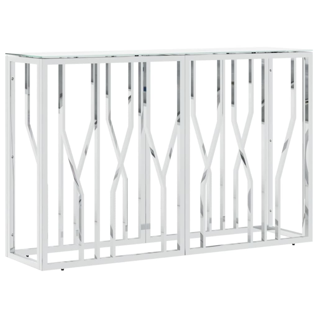 Avlastningsbord silver 110x30x70 cm rostfritt stål och glas