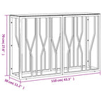 Avlastningsbord silver 110x30x70 cm rostfritt stål och glas