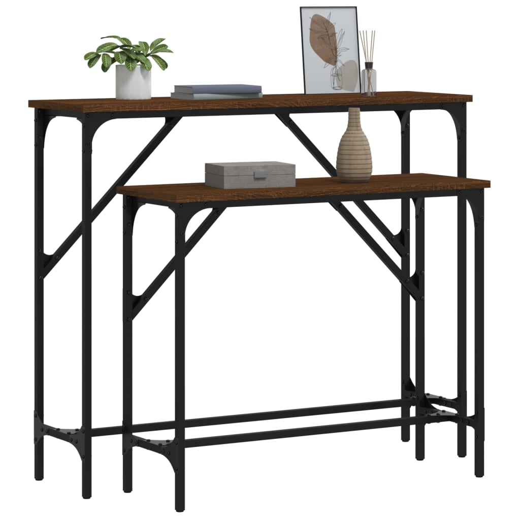 Avlastningsbord 2 st brun ek konstruerat trä