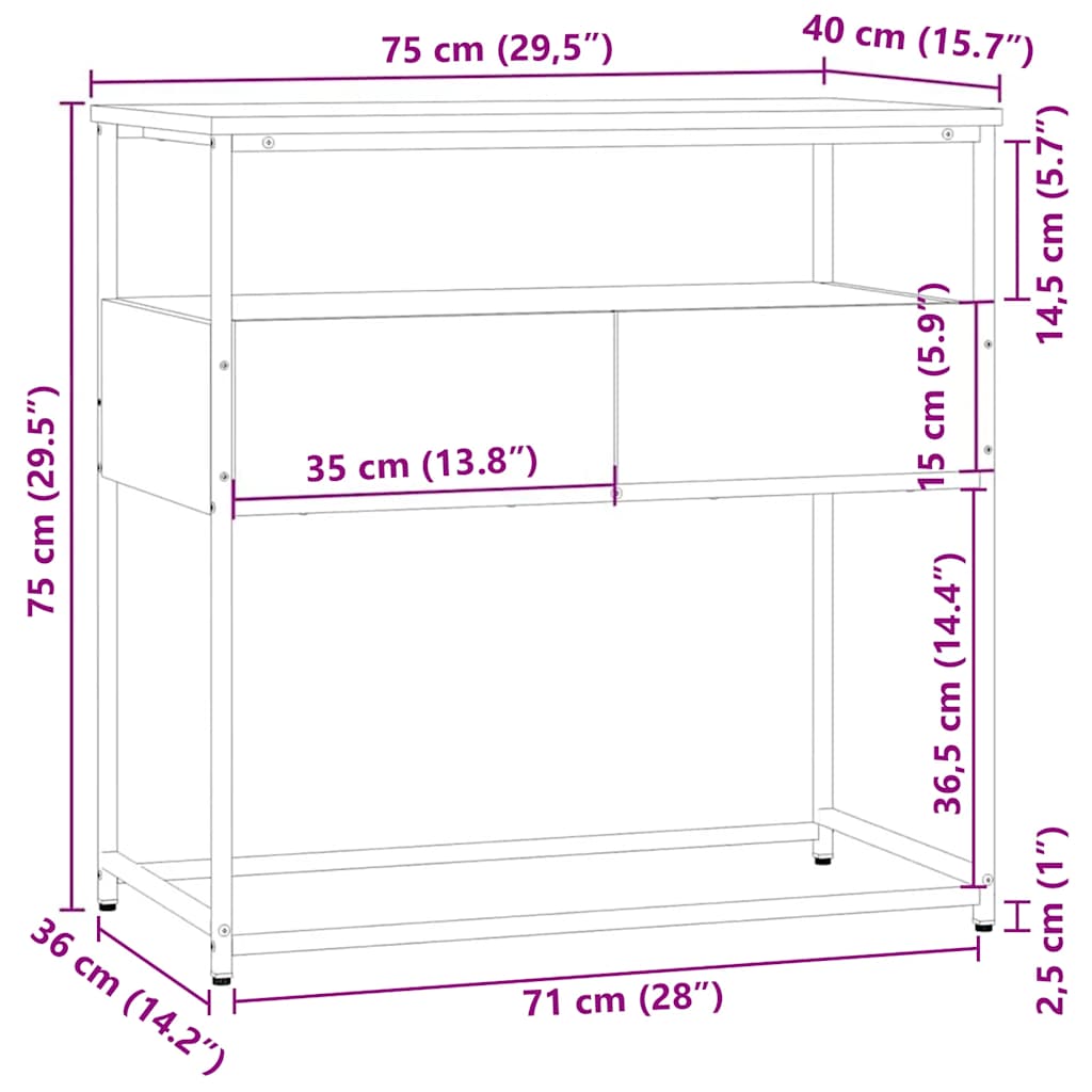 Avlastningsbord svart 75x40x75 cm konstruerat trä