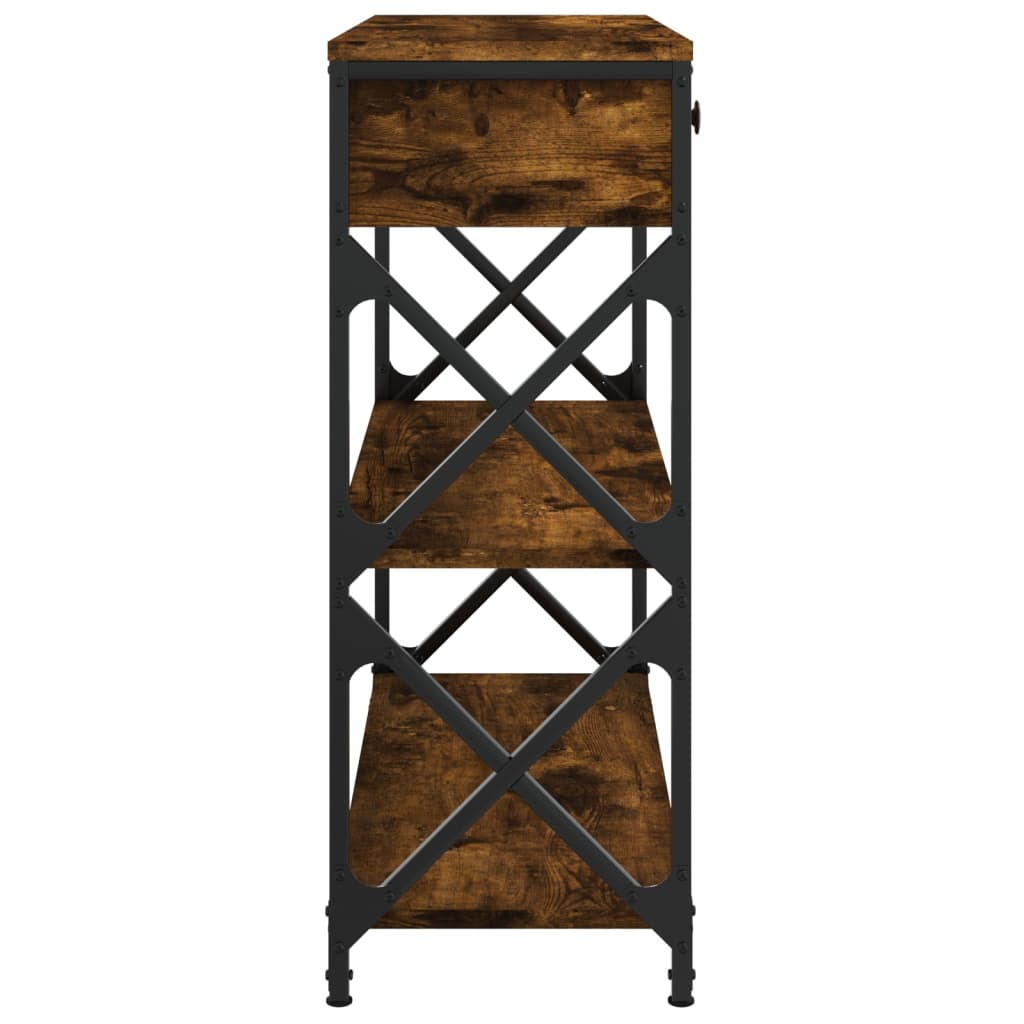 Avlastningsbord rökfärgad ek 75x28x75 cm konstruerat trä