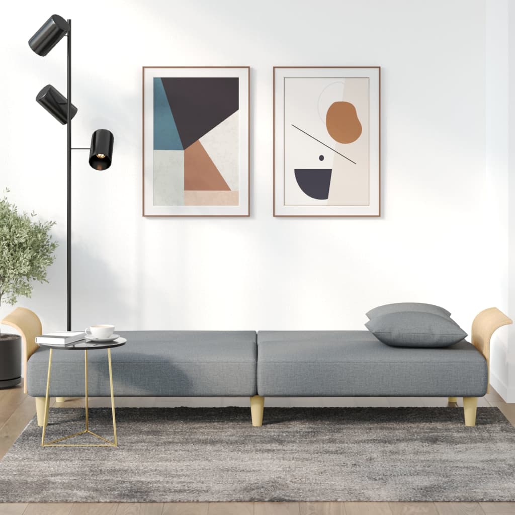 Bäddsoffa med armstöd ljusgrå tyg