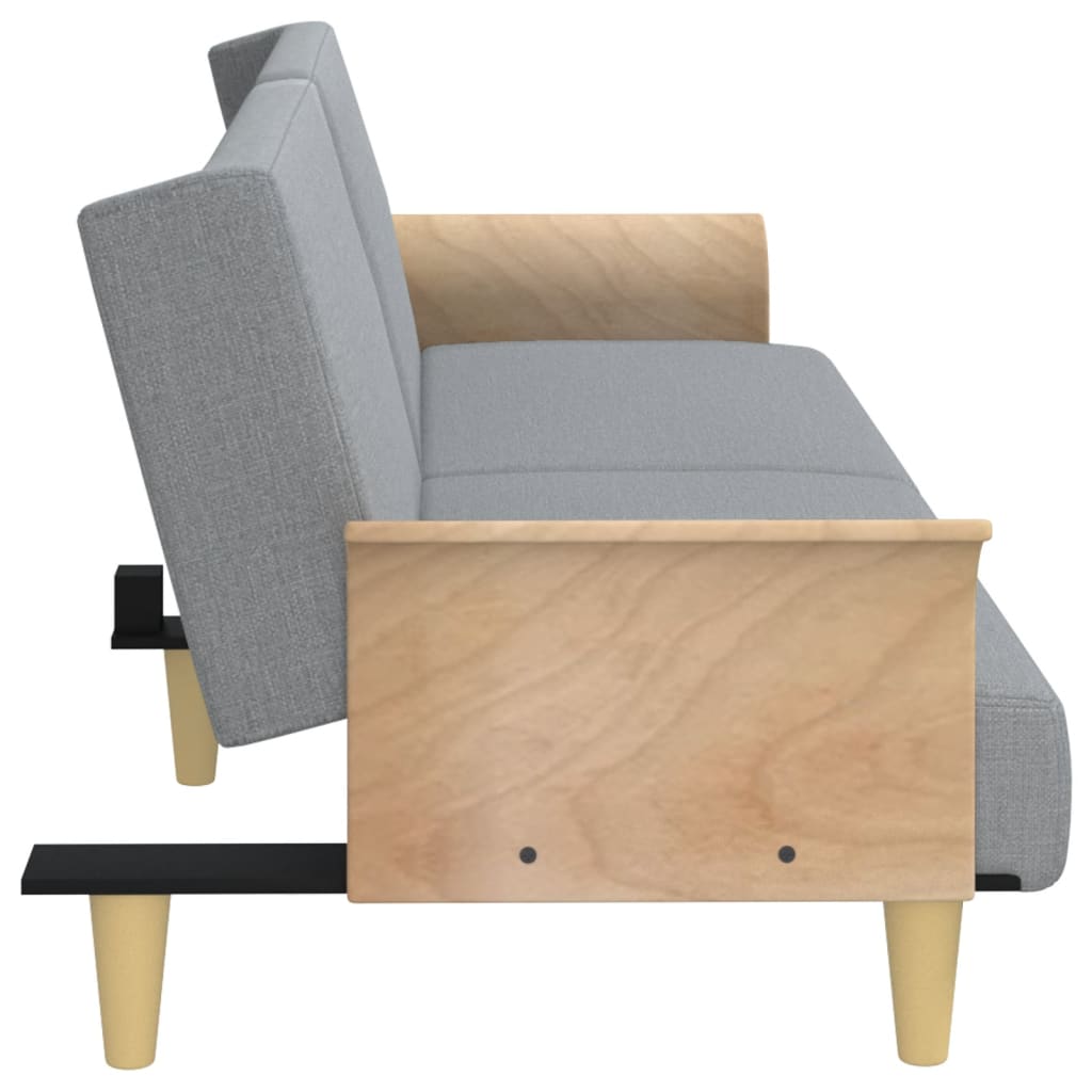 Bäddsoffa med armstöd ljusgrå tyg