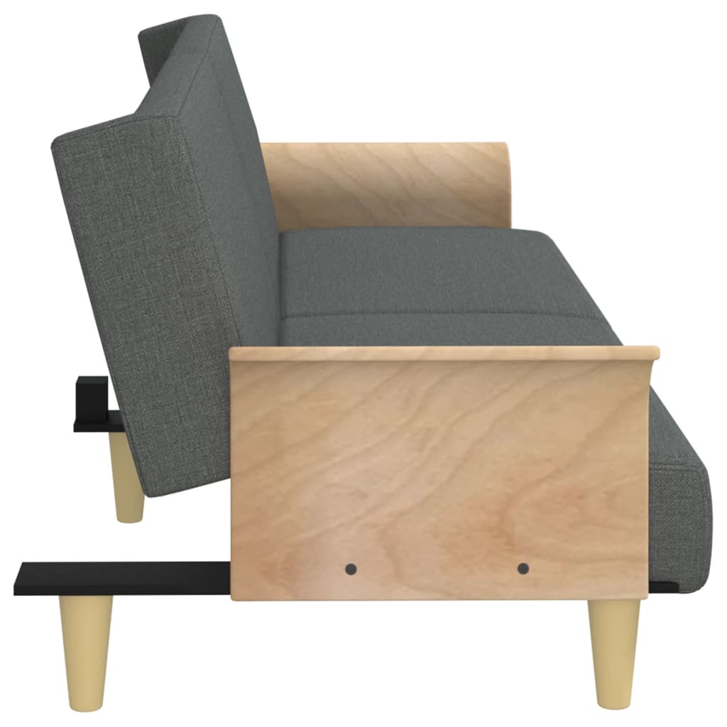 Bäddsoffa med armstöd mörkgrå tyg