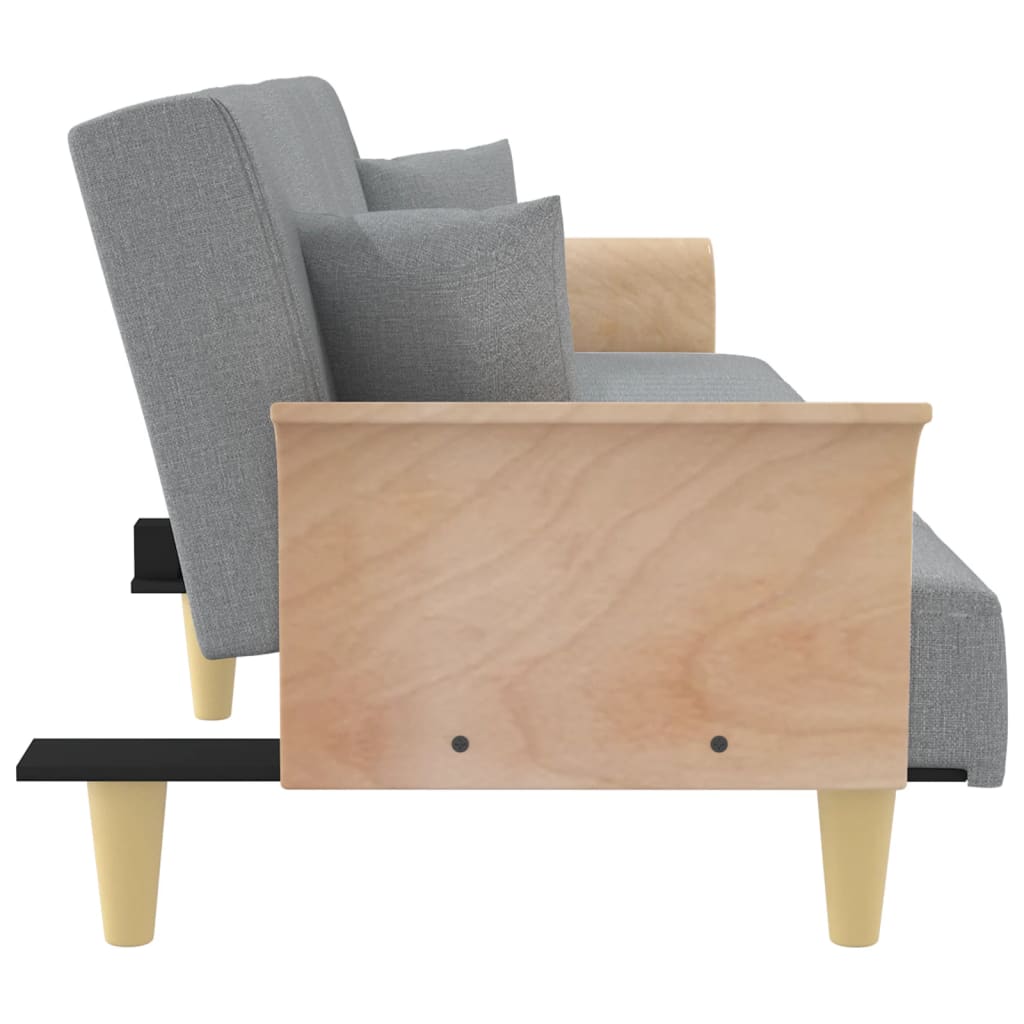 Bäddsoffa med armstöd ljusgrå tyg