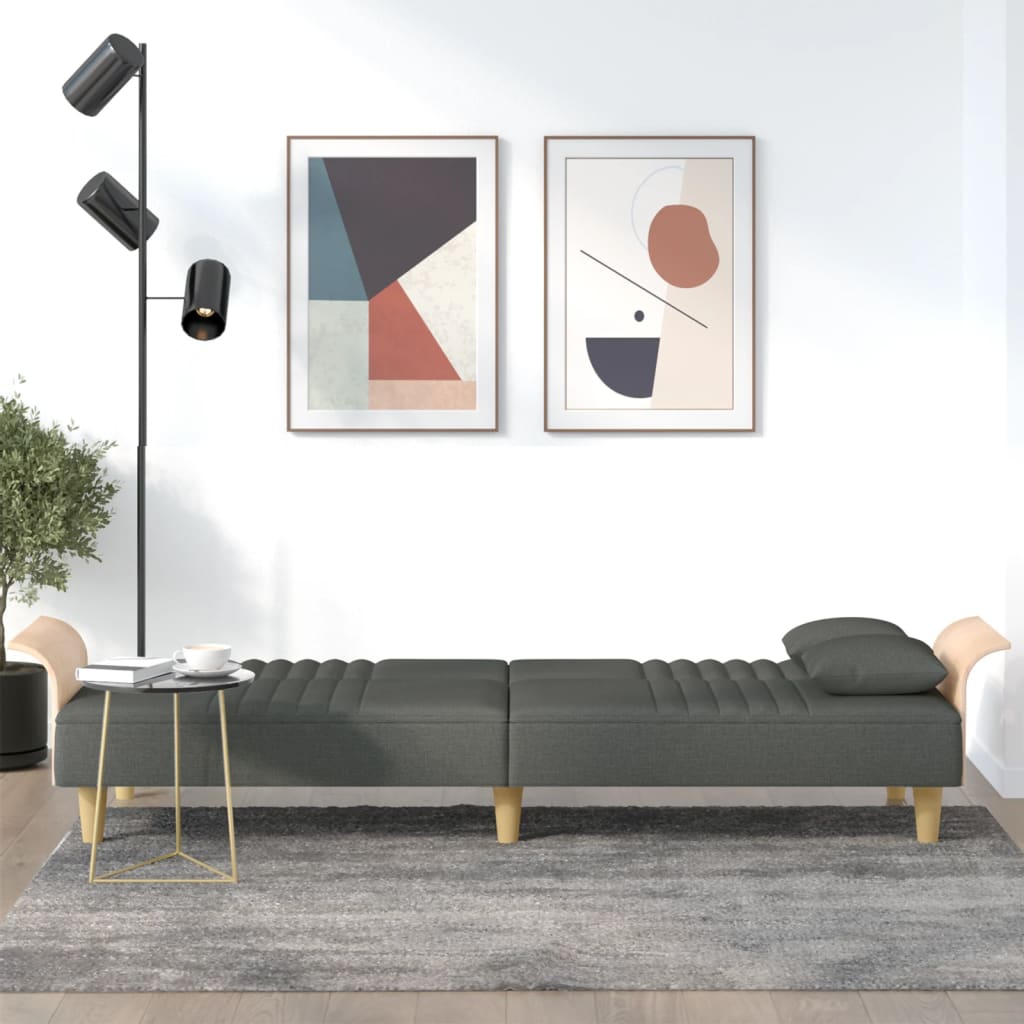Bäddsoffa med armstöd mörkgrå tyg