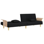 Bäddsoffa med armstöd svart tyg