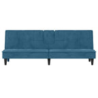 Bäddsoffa med mugghållare blå sammet