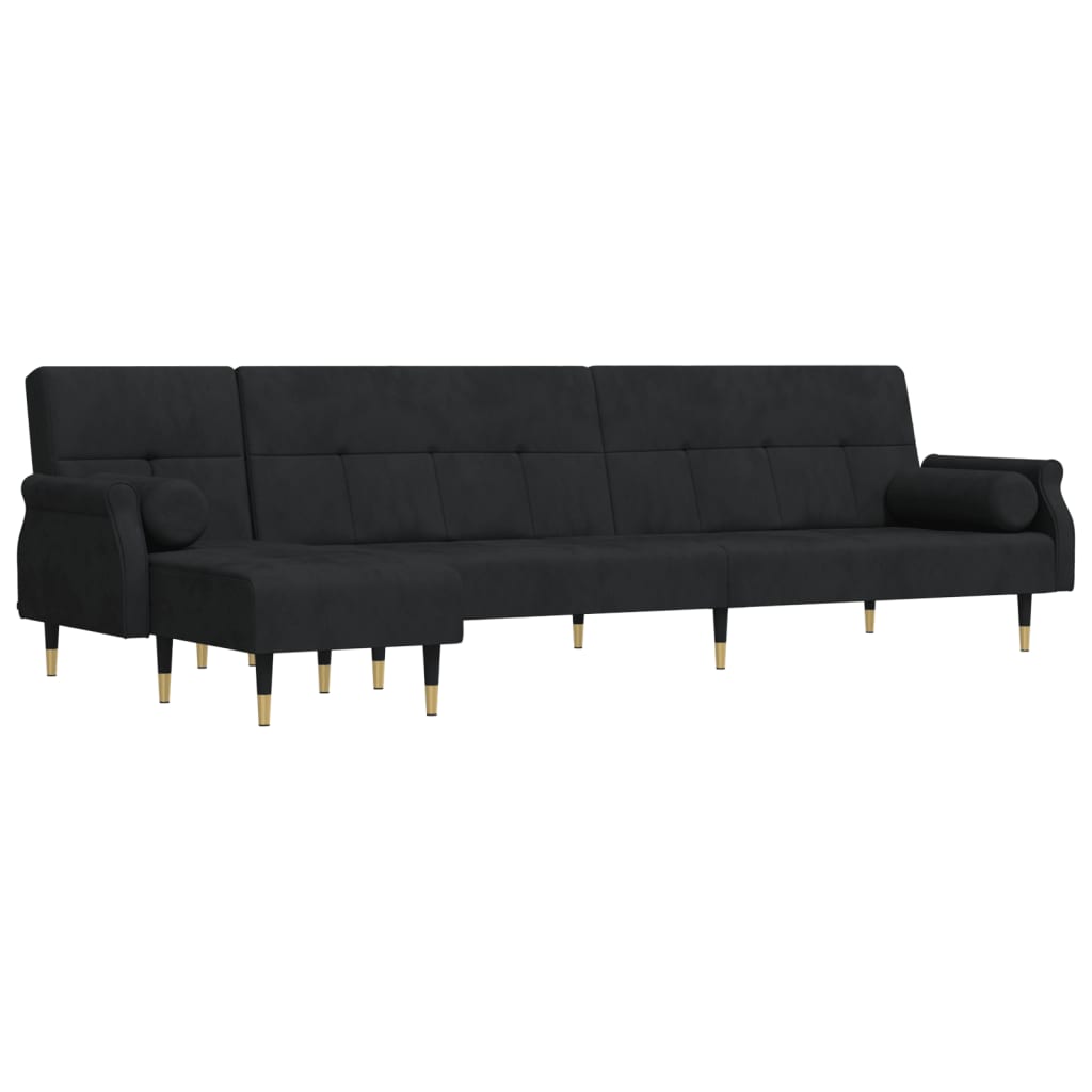 Torvian - L-formad soffa svart 271x140x70 cm sammet
