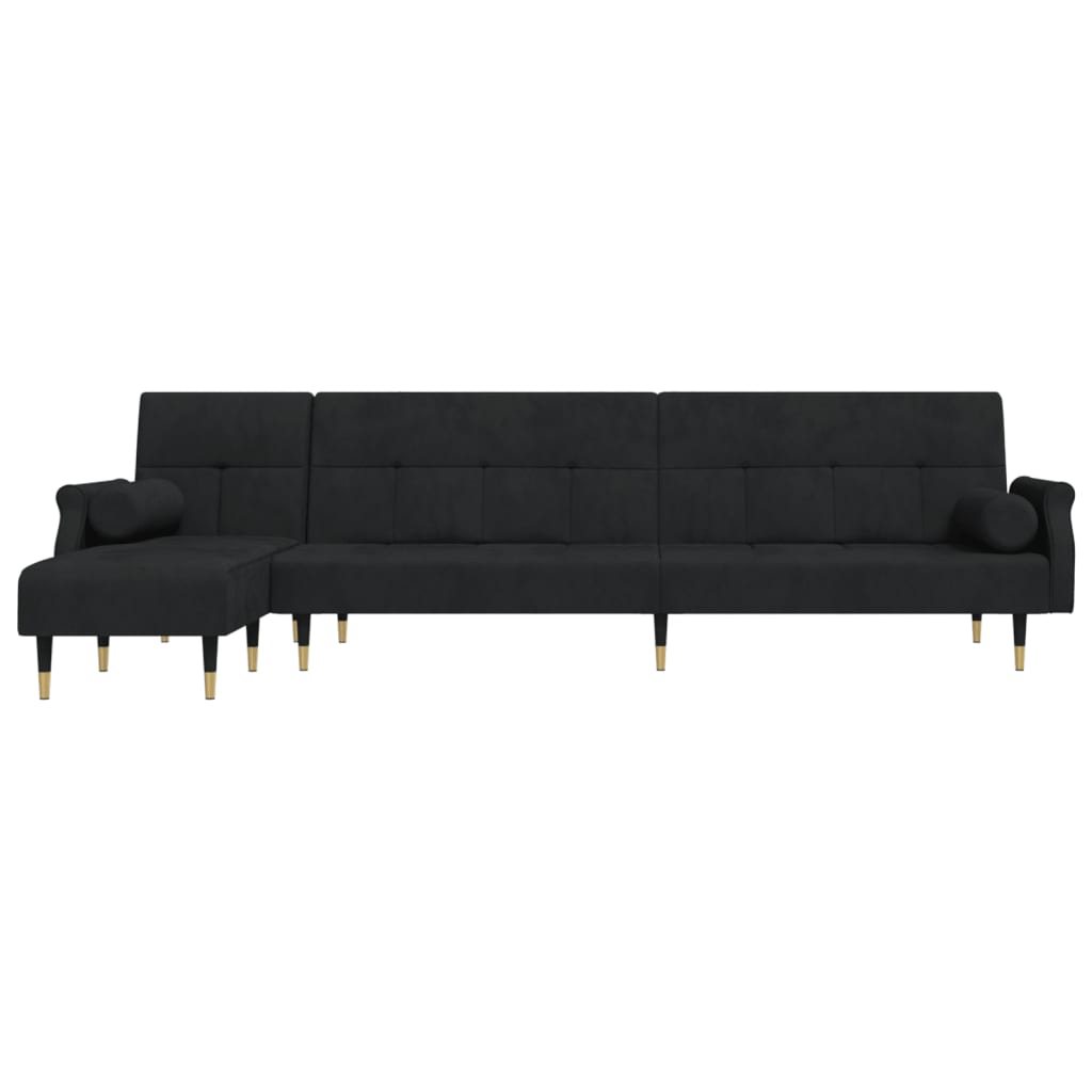 Torvian - L-formad soffa svart 271x140x70 cm sammet